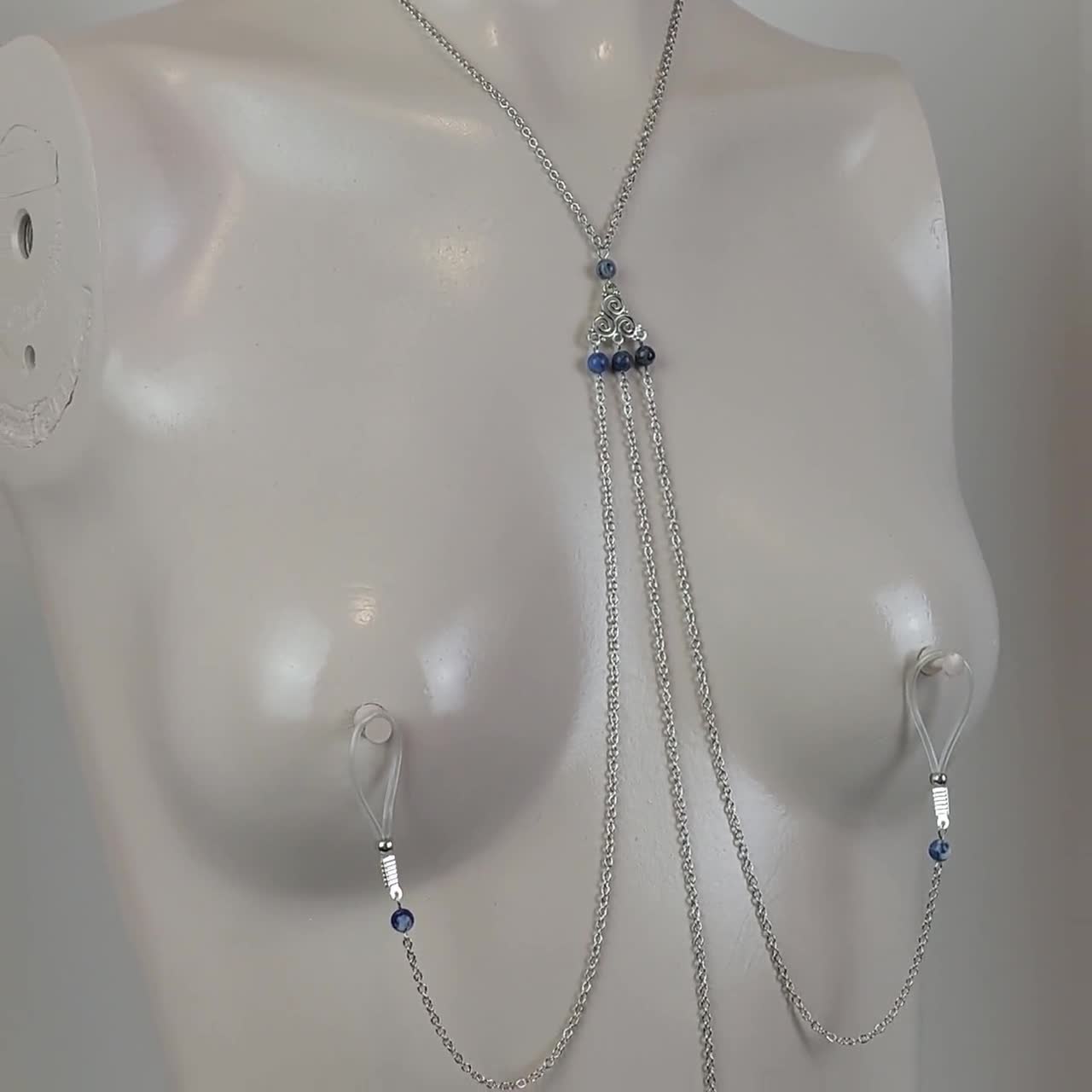 Non Piercing Necklace to Nipple and Clit With Triskelion