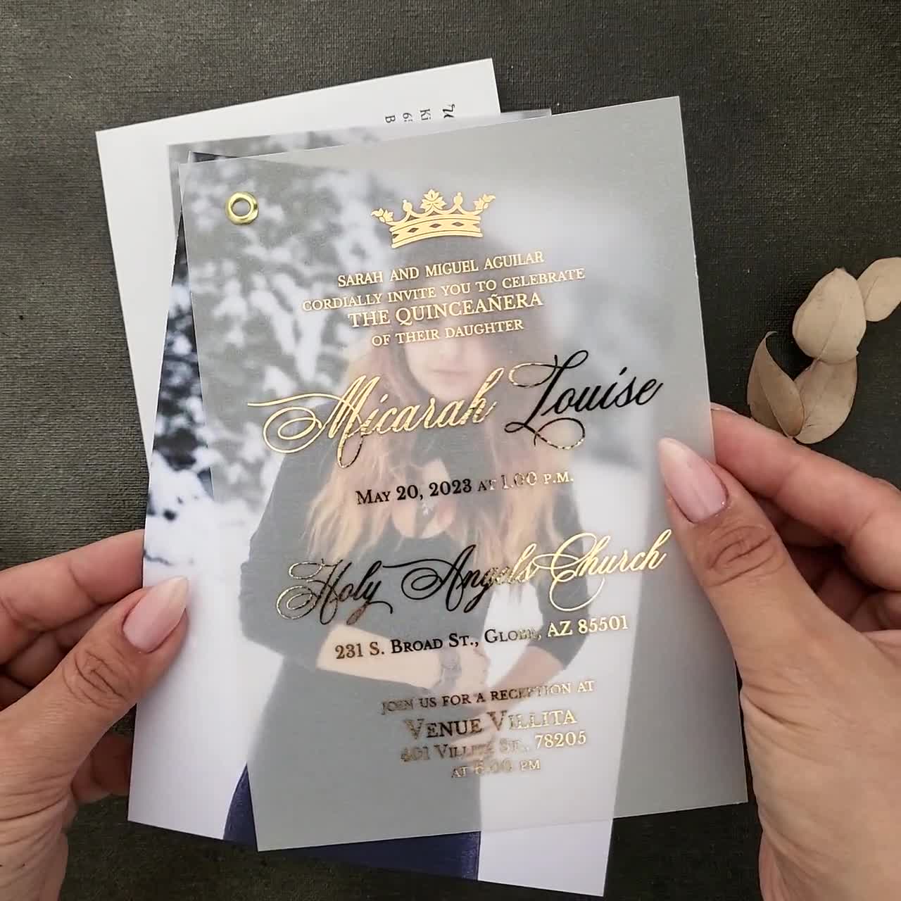 Vellum Quinceanera Invitations Sweet 15 Birthday With Photo and