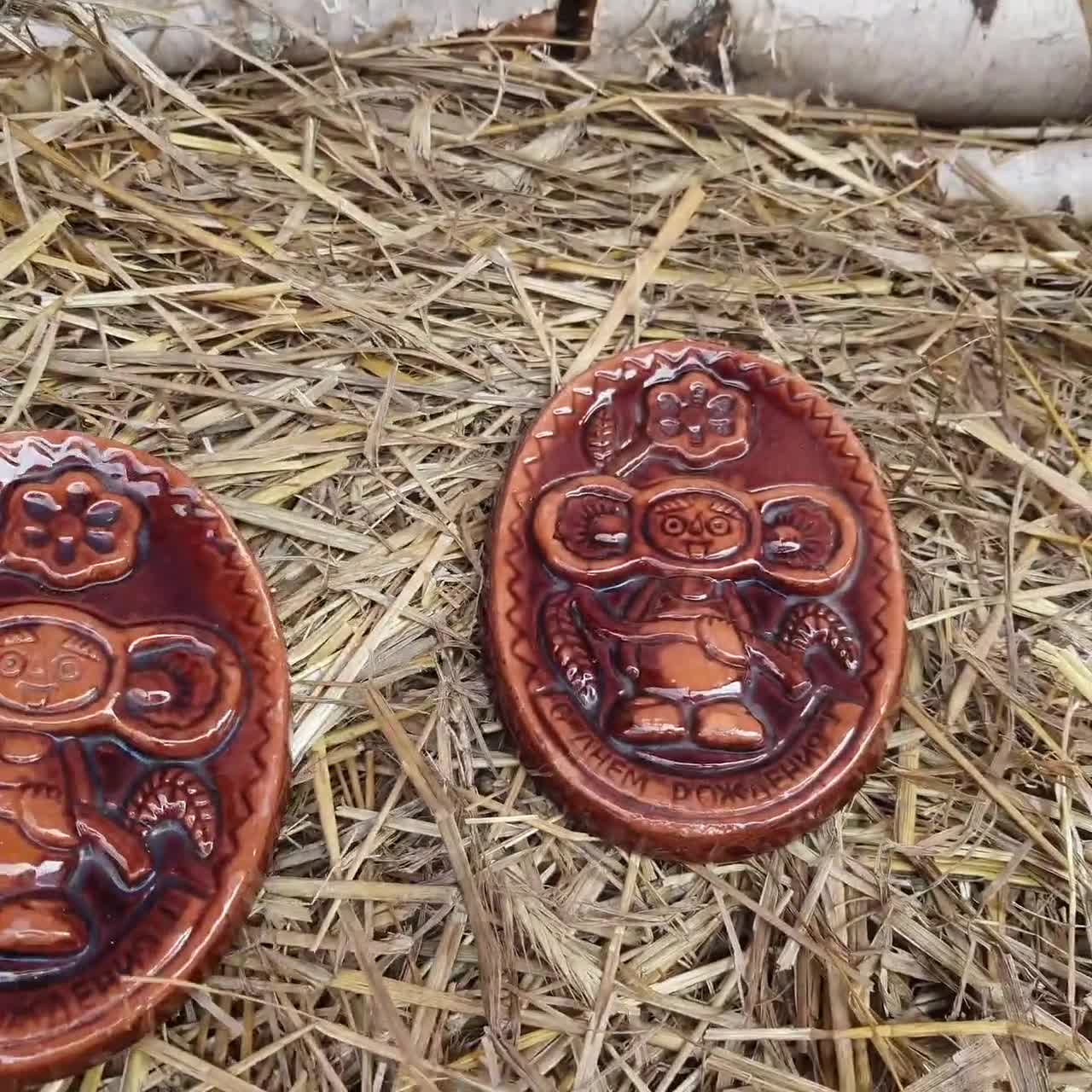 陶器の絵、壁、チェブラーシカ、ヴィンテージ、チェブラーシカ ソ連