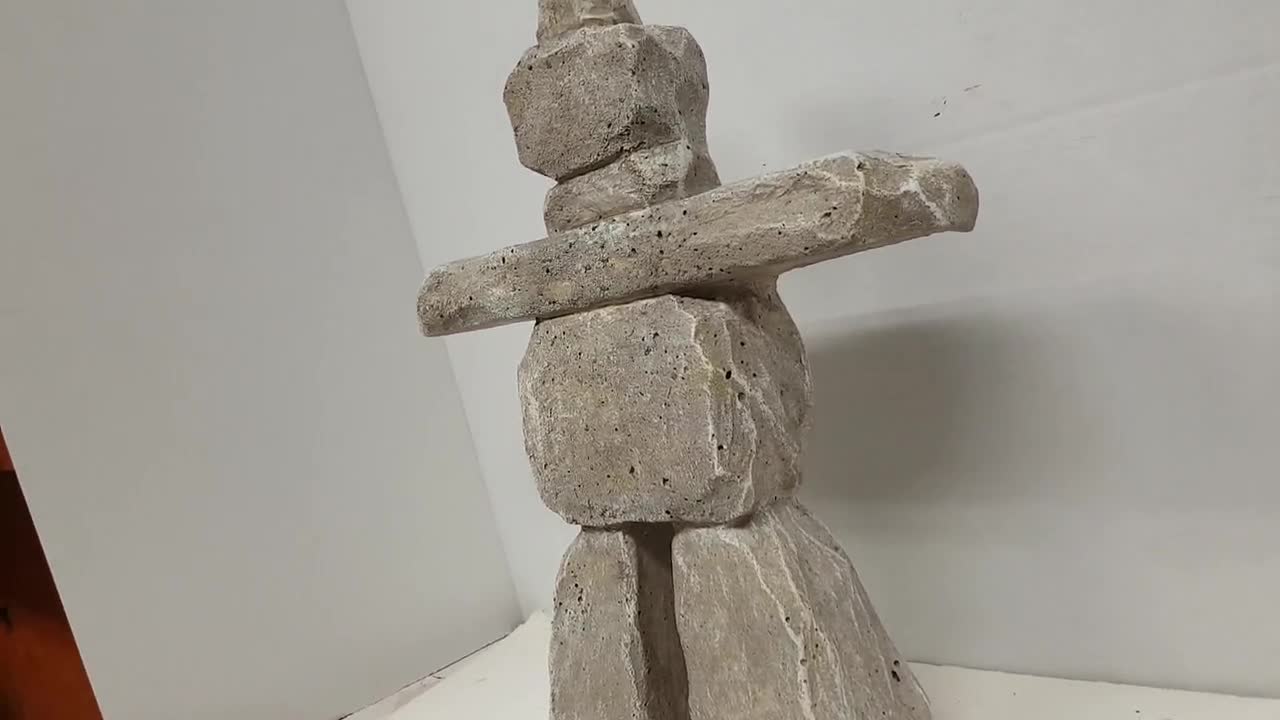 Inuksuk 13 In.(33cm), Concrete Inukshuk, Inuit Art, Stone