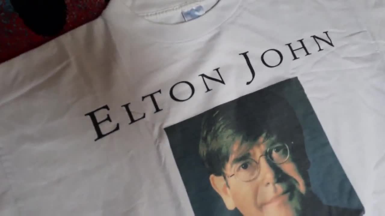 90s vintage Elton John shirt size X Large vtg white Made in England promo  band tee Sz XL