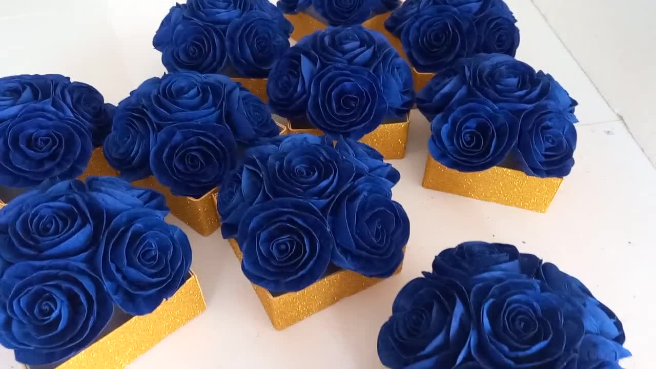 Centros de mesa Royal Blue Prince Boy Flores de papel Decoraci n de mesa Navy Cobalt Boda n utica Boda nupcial Baby Shower boy Bautismo Party Beach