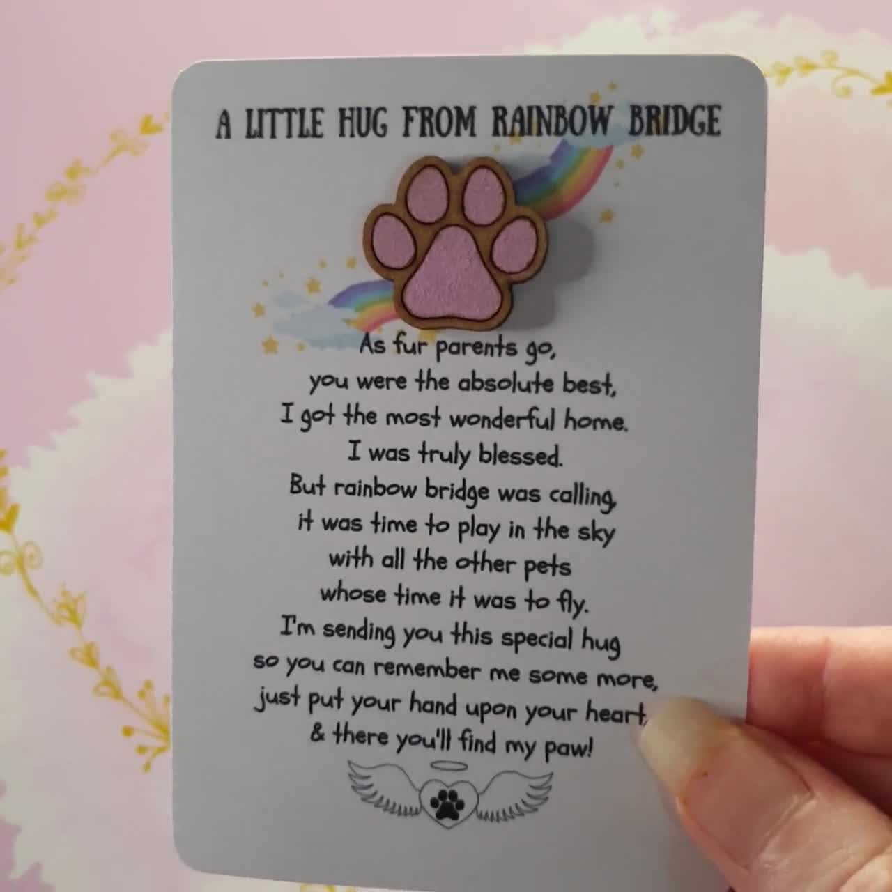 Pet Sympathy Cards: Wooden Pocket Hug - Forever