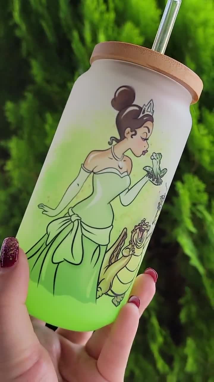 PREORDER Princess w/ Frog Inspired Aqua Bling Studded Tumbler w/ myste