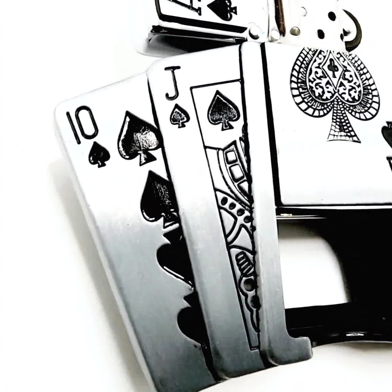 Poker Royal Flush Belt Buckle Lighter Holder WITH Ace of Spades LIGHTER