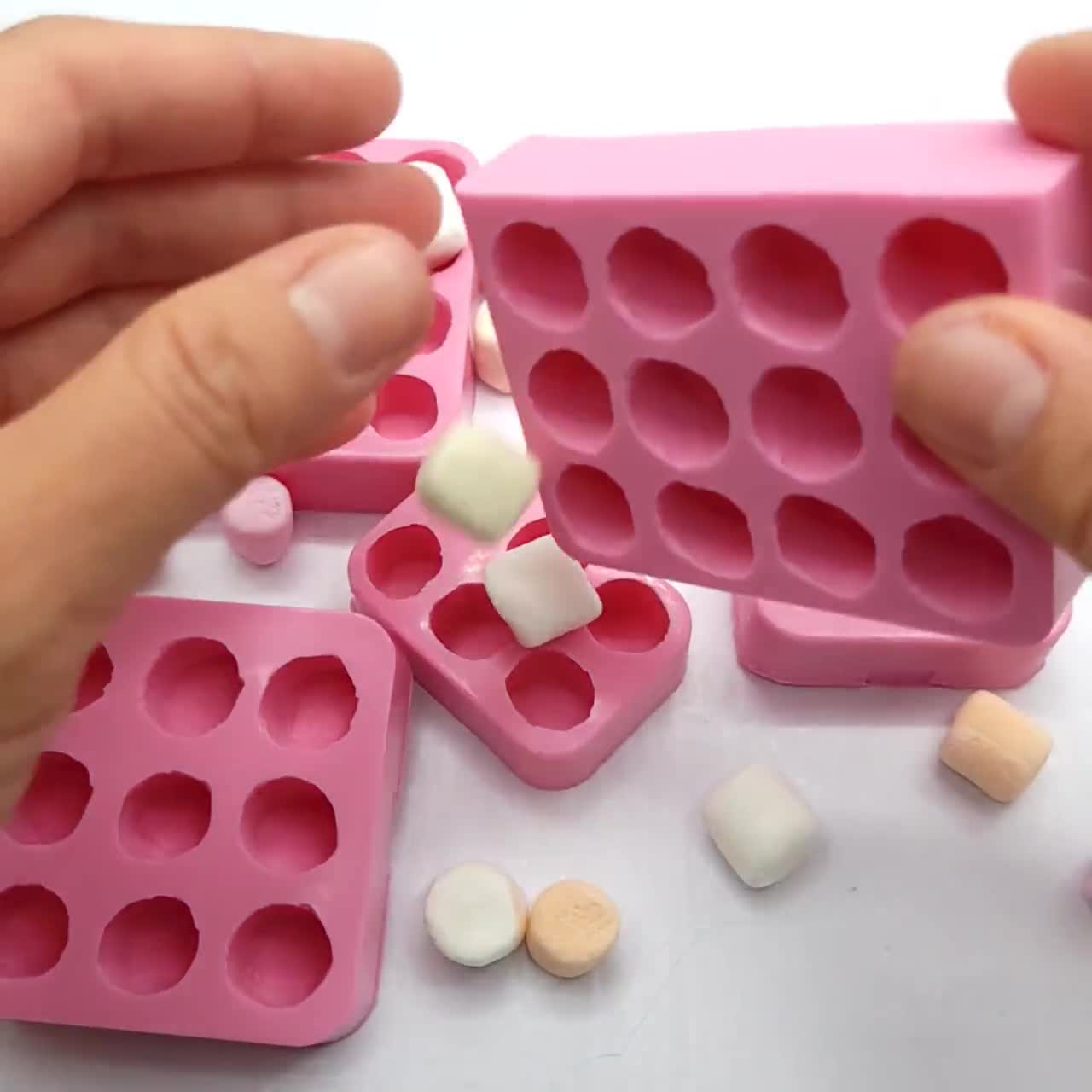 Marshmallow Silicone Mold 16 cavities Wax mold Resin mold Soap mold  Realistic Marshmallow Flexible mold NC039