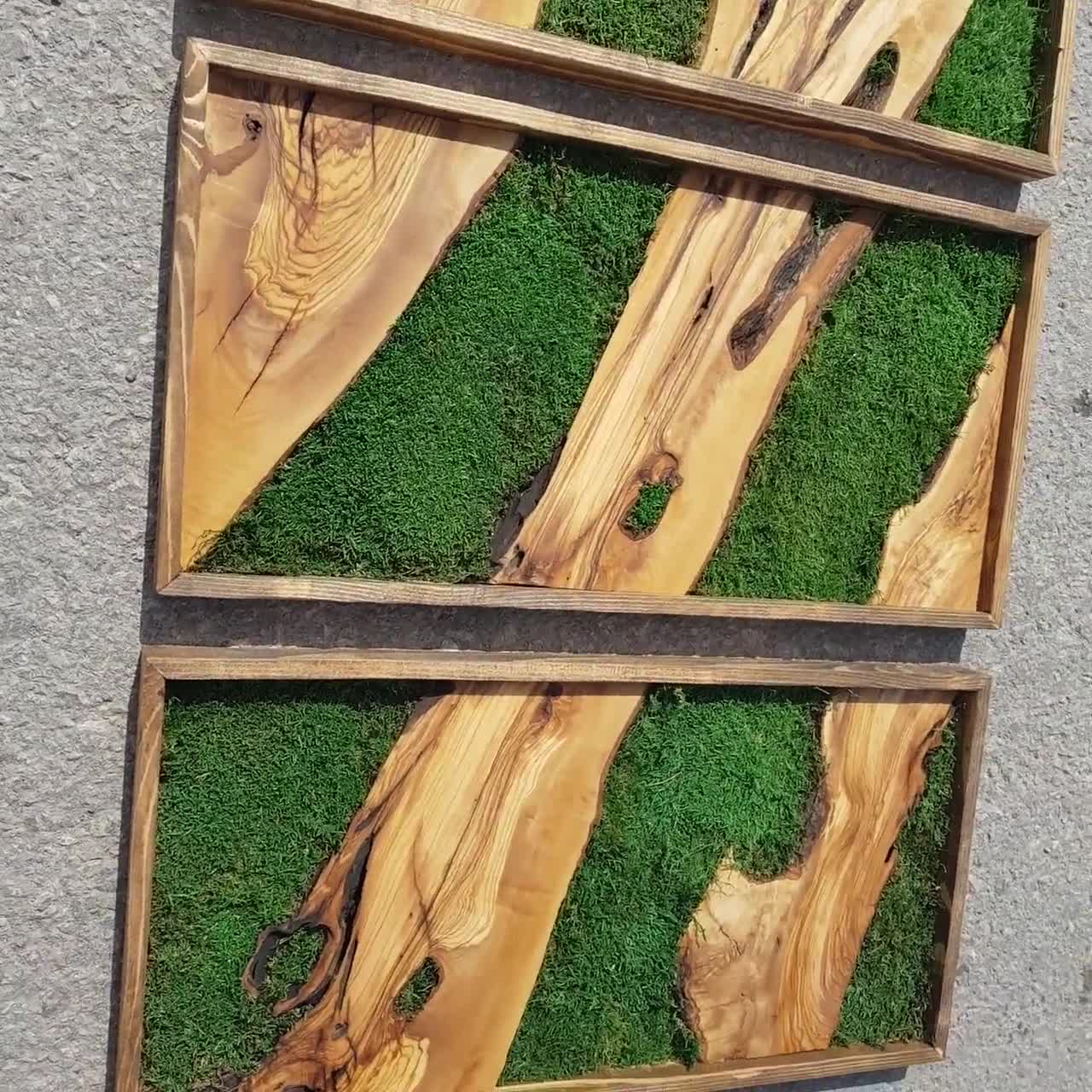 Moss and Olive Wood Wall Art 3 Colors | Premium Handmade Wall Sculptures 24x24