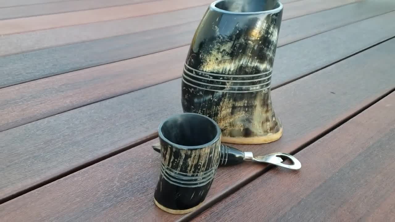Burnt Horn Tumbler With Brass Rim & Base - Norse Spirit