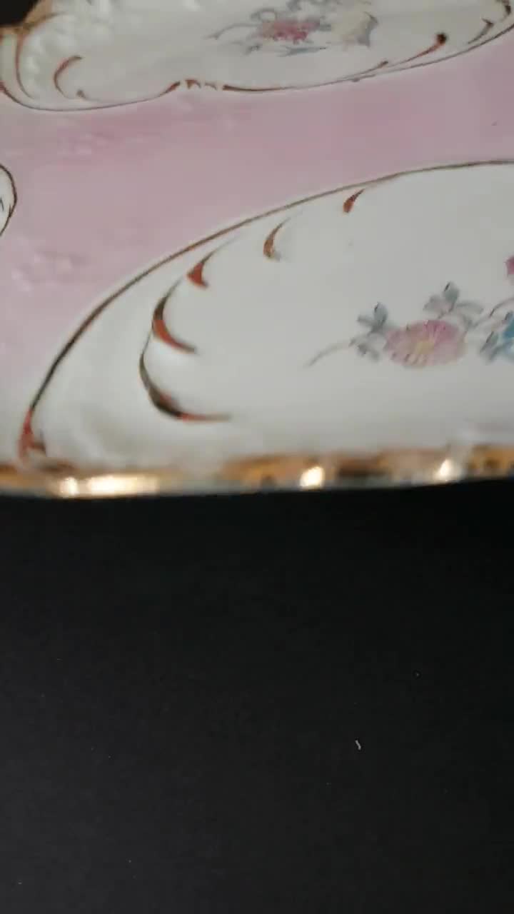 リモージュ磁器製サービングプラッター、無刻印、化粧トレイ、デザート