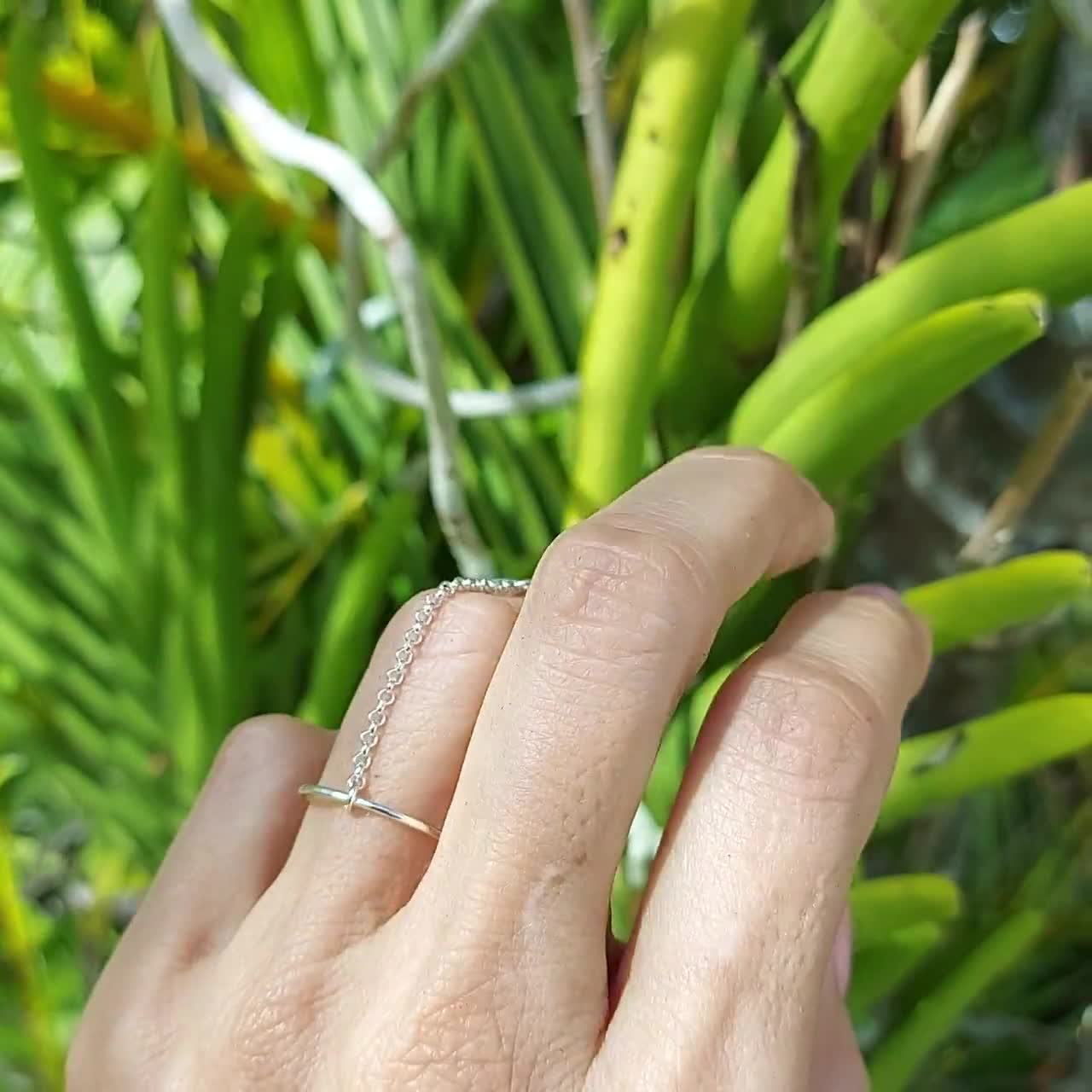 Buy Sterling Silver Chain Ring: Handmade Double Band Minimalist