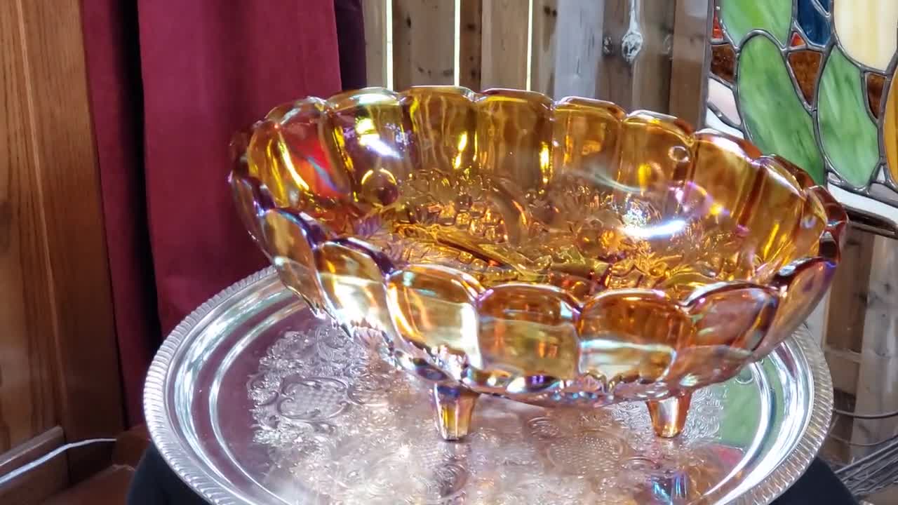 Vintage Indiana Glass offers Co Amber Fruit Bowl