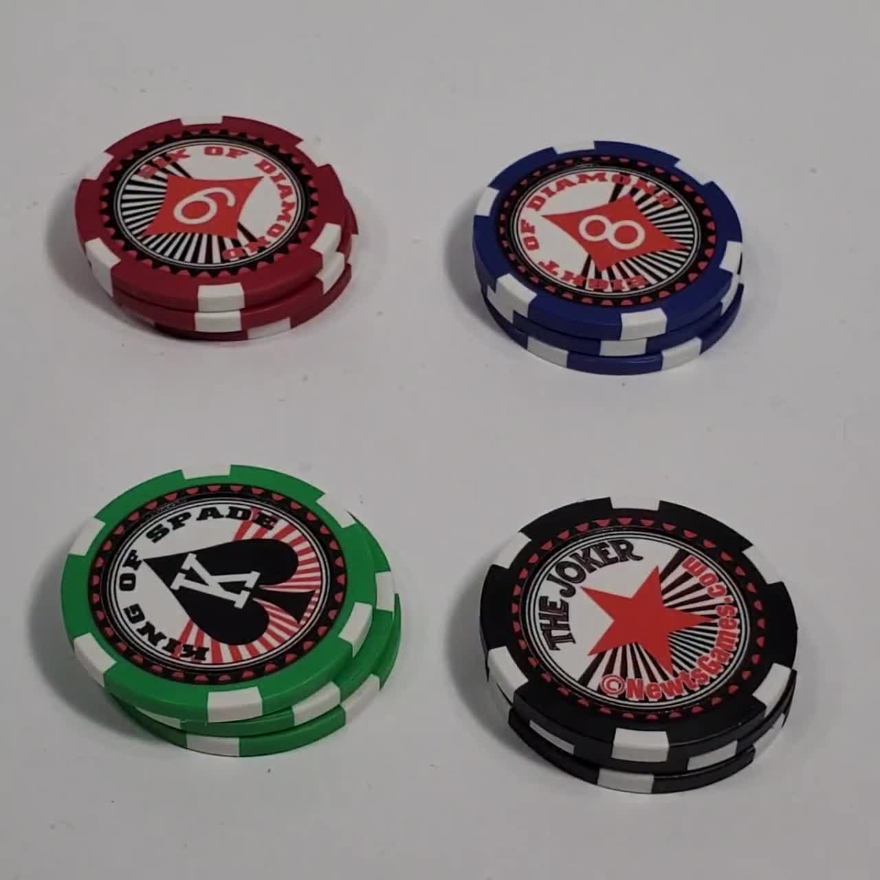 Poker Chip Cardians With Playing Cards Printed on Them Perfect for Poker  Runs and Bowling Alleys Inc/ Standard 52 Cards W/2 Wilds 