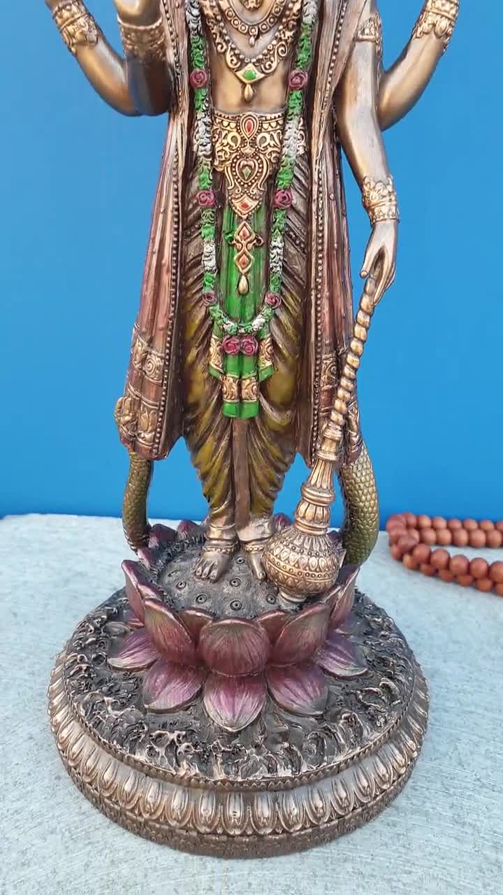Hindoeïstisch Godenbeeld Decoratie ESplanade Hars Standbeeld Heer Vishnu Narayana - 12,5 Inch Pooja Idol Voor Thuis Decoratie Religieus Beeld Woondecor