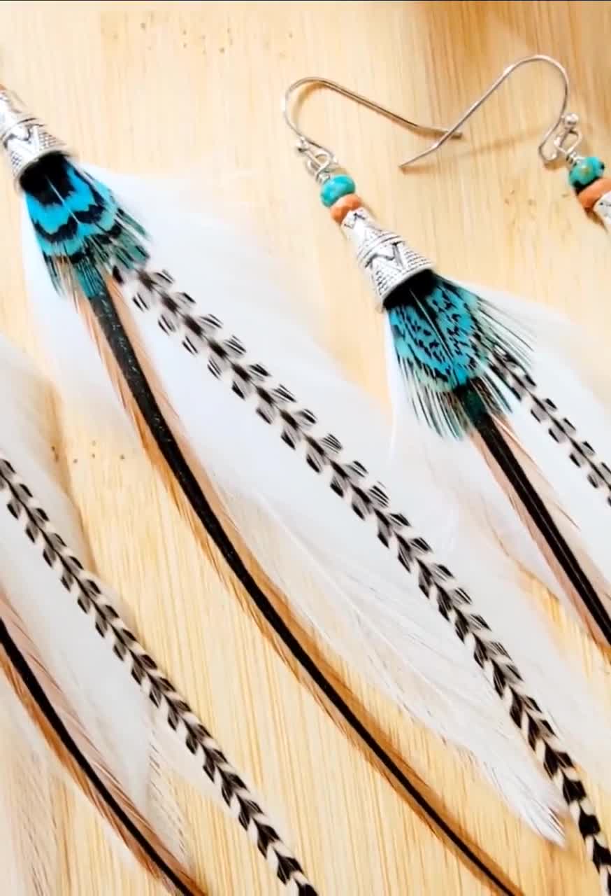 Brown Bohemian Raven Feather And Dream Catcher Earrings — Jewelry Bomb ®
