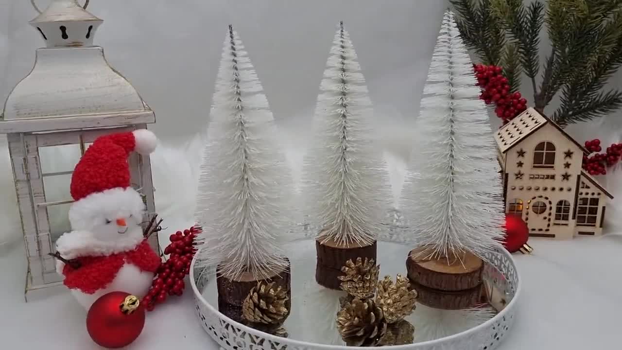 Snowy Pure White Mini Artificial Christmas Trees, Small Christmas Trees,  Halloween Display, Miniature Christmas Trees, Bottle Brush Trees 