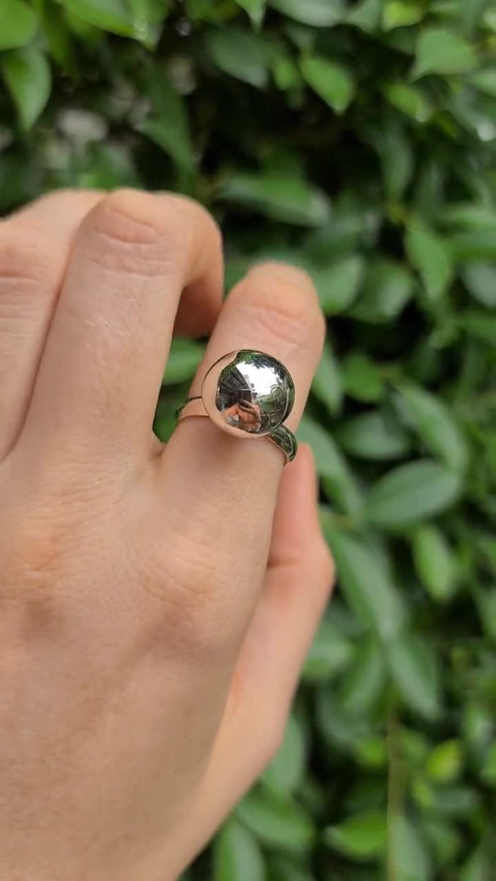 ◇TATIANA◇ (SILVER925) Glitter Draw Ball Ring CR1813 Sterling Silver Bubble Bead Bezel Set CZ Half Eternity Ring