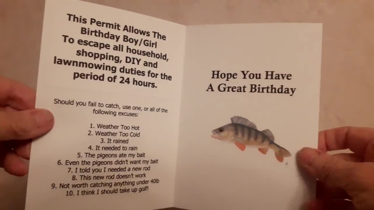 Fishing Birthday Card for Dad, Funny Birthday Card, Card for Dad