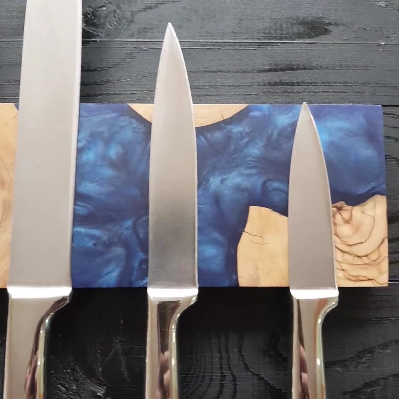 Custom Handmade Magnetic Knife Holder,Resin and Olive Wood Knife  Rack,Magnetic Bar for Knives, Knife Rack, Kitchen Utensil Holder