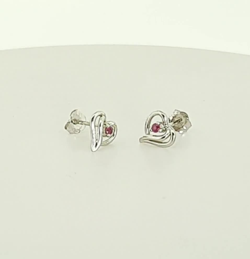 10K White Gold Stud Earrings, Diamond Cut Flat Back Ball Studs 4mm