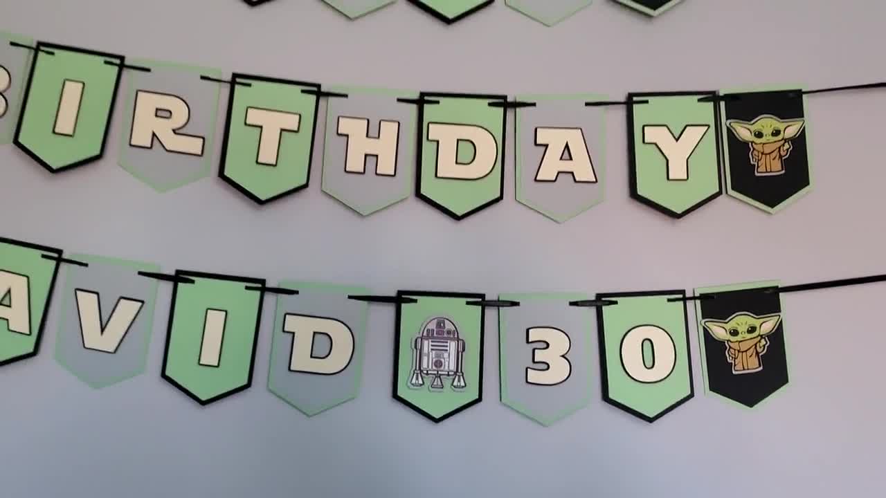 Baby Yoda Birthday Banner, Star Wars Party Decoration video poster