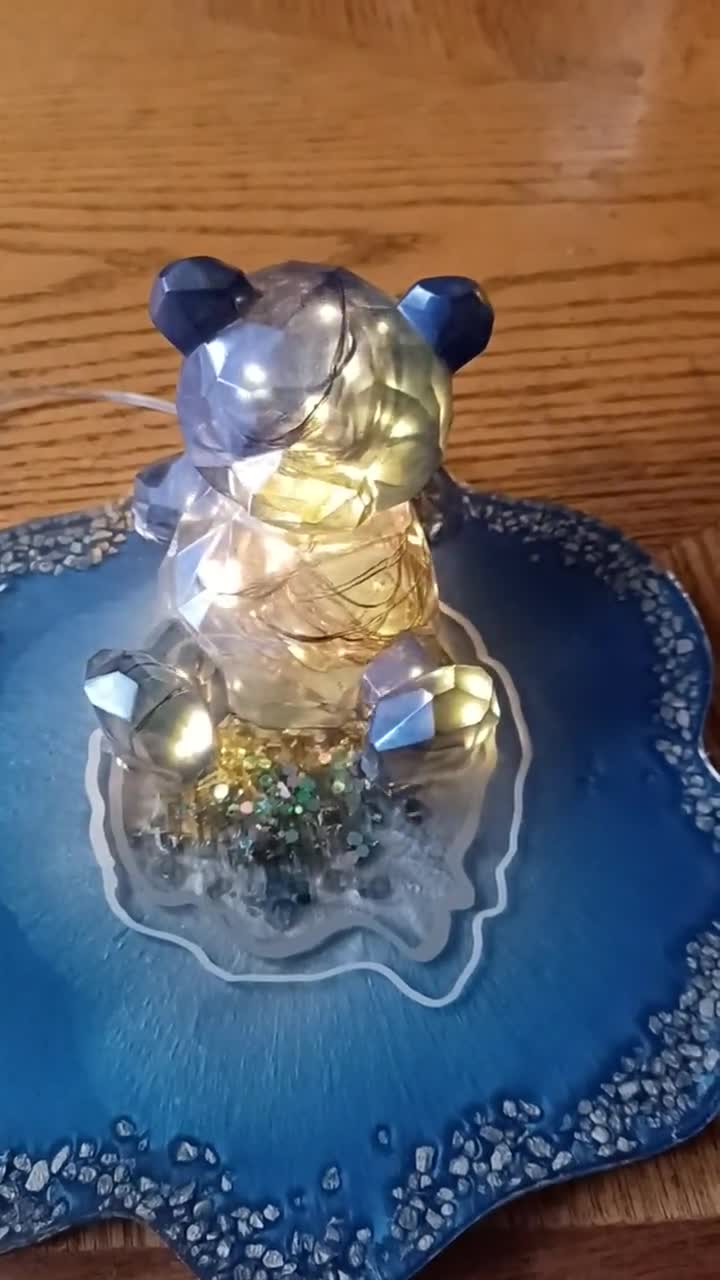 ブルーベアリー ライトアップベア ジオード付き-stat007 - Etsy 日本