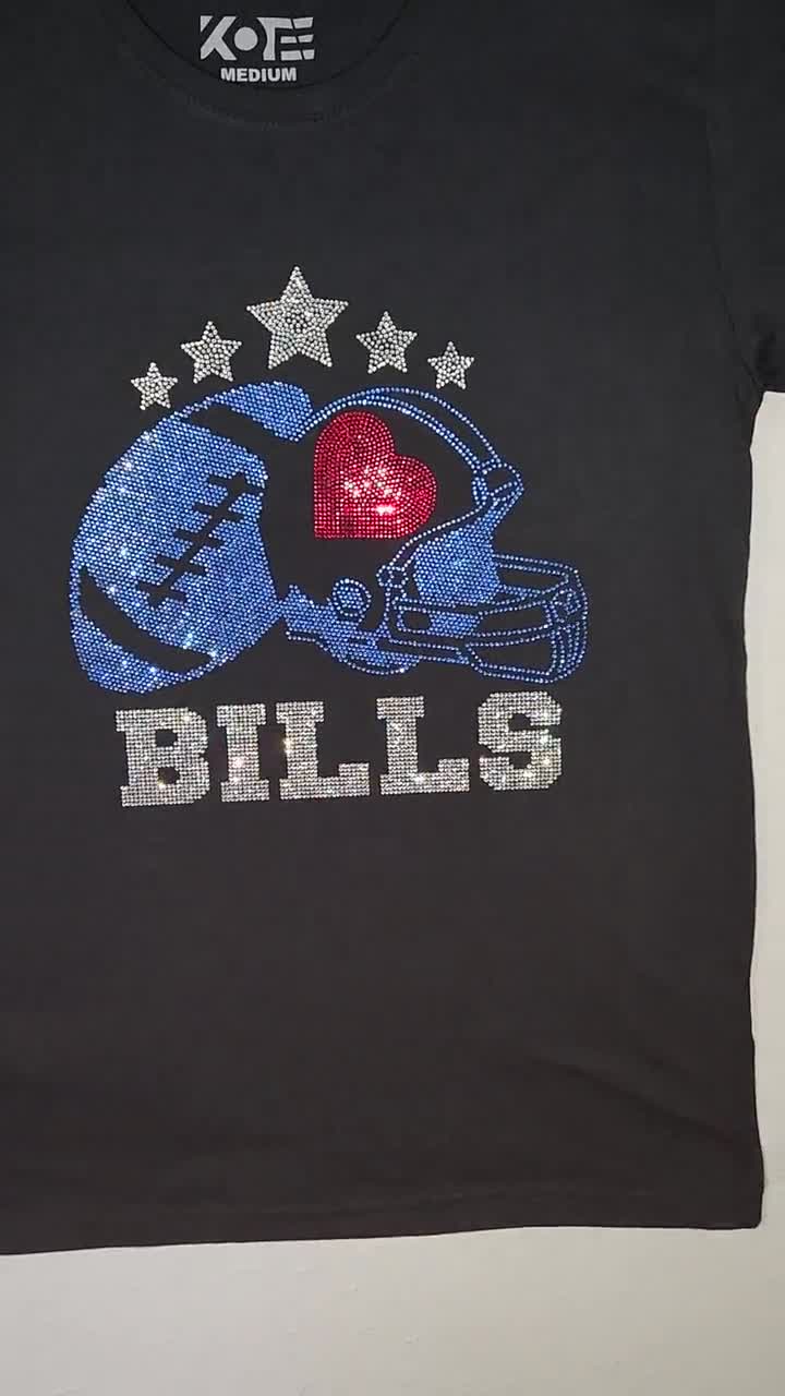 Women's Buffalo Bills Ladies Bling Long Sleeve Bling T-Shirt S-4X Crew Neck