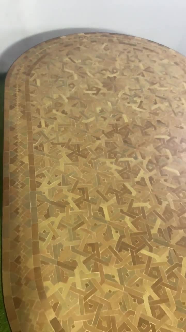 Mosaic Dining Table Color of Natural Stone Geometric Design 