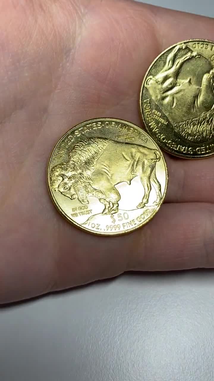 Gold plated American Buffalo 1 oz 50 dollars copy coin REPLICA gold plated 24k USA proof Bison indian head