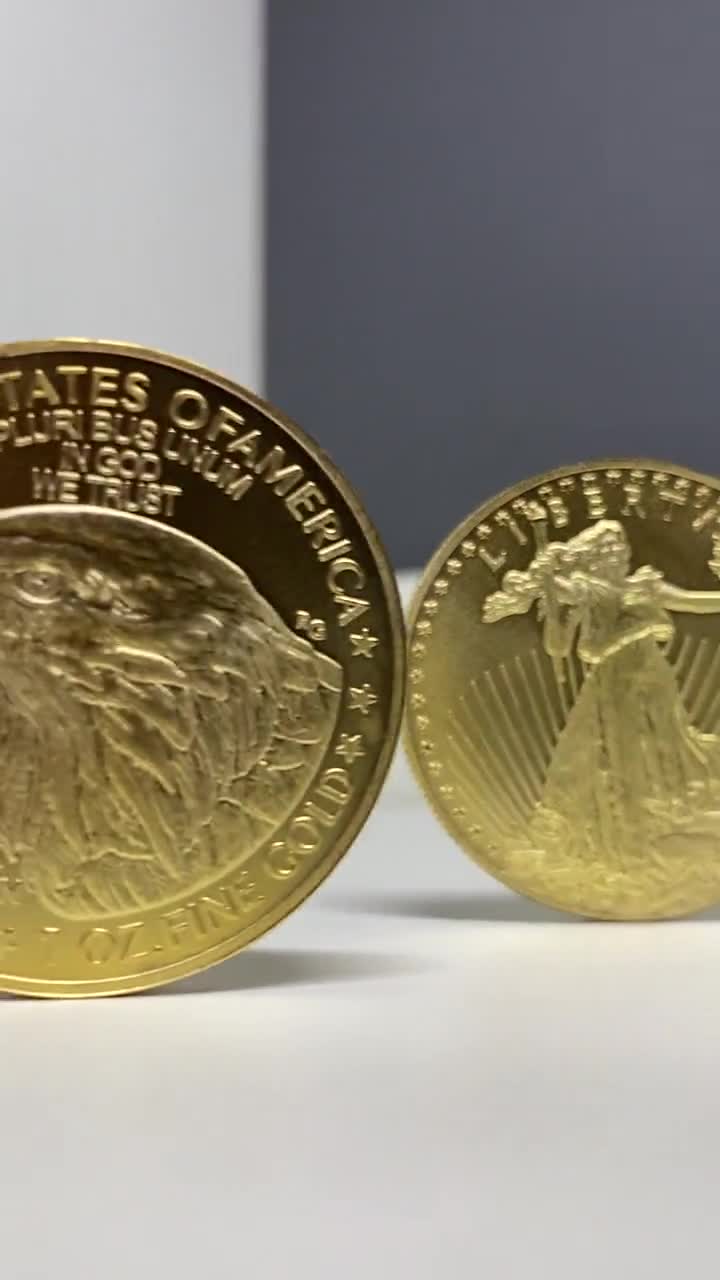 Gold coin American Eagle 1 oz 50 dollars coin REPLICA gold plated 24k, USA  proof in God we trust