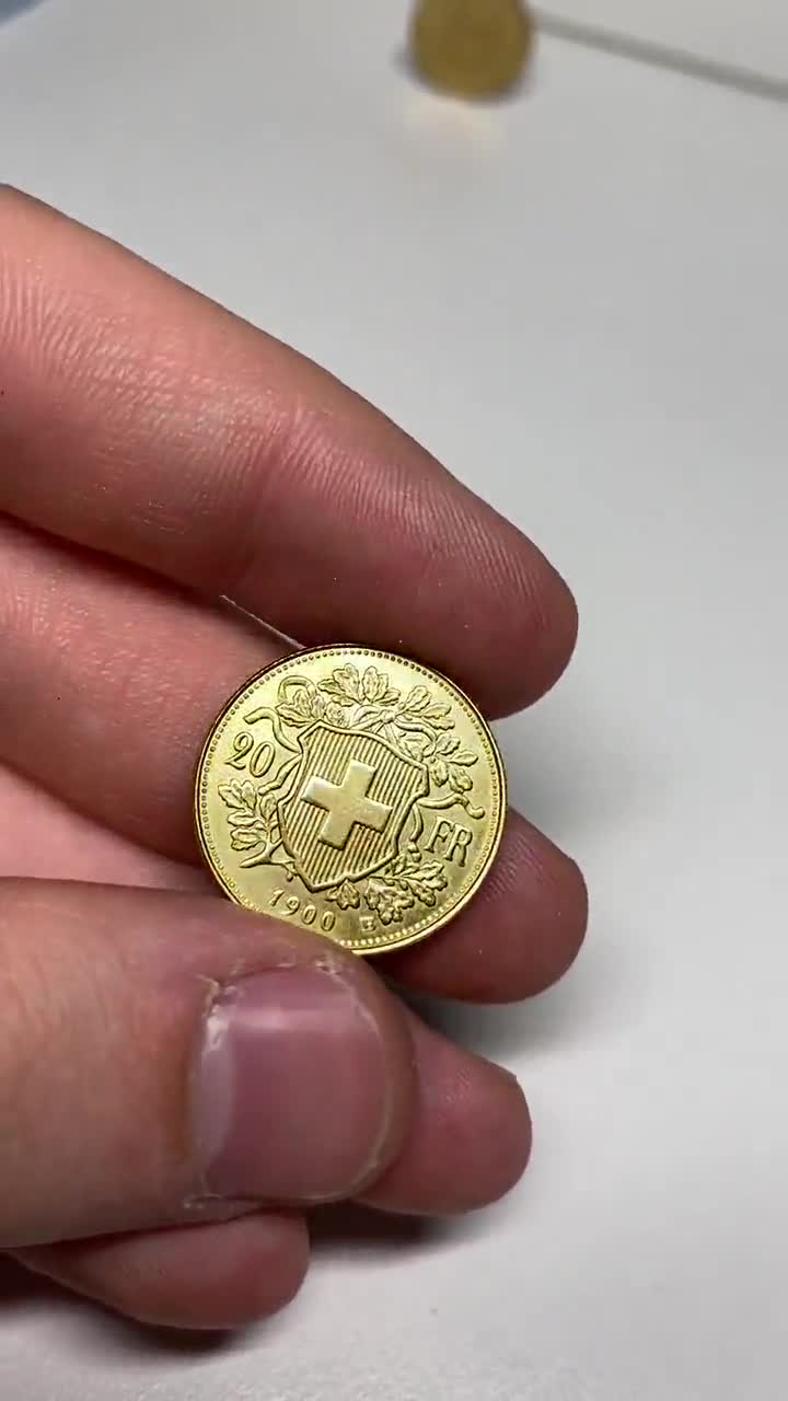 Gold Plated 20 Francs, Swiss, Vreneli - Helvetia Gold Plated Coin