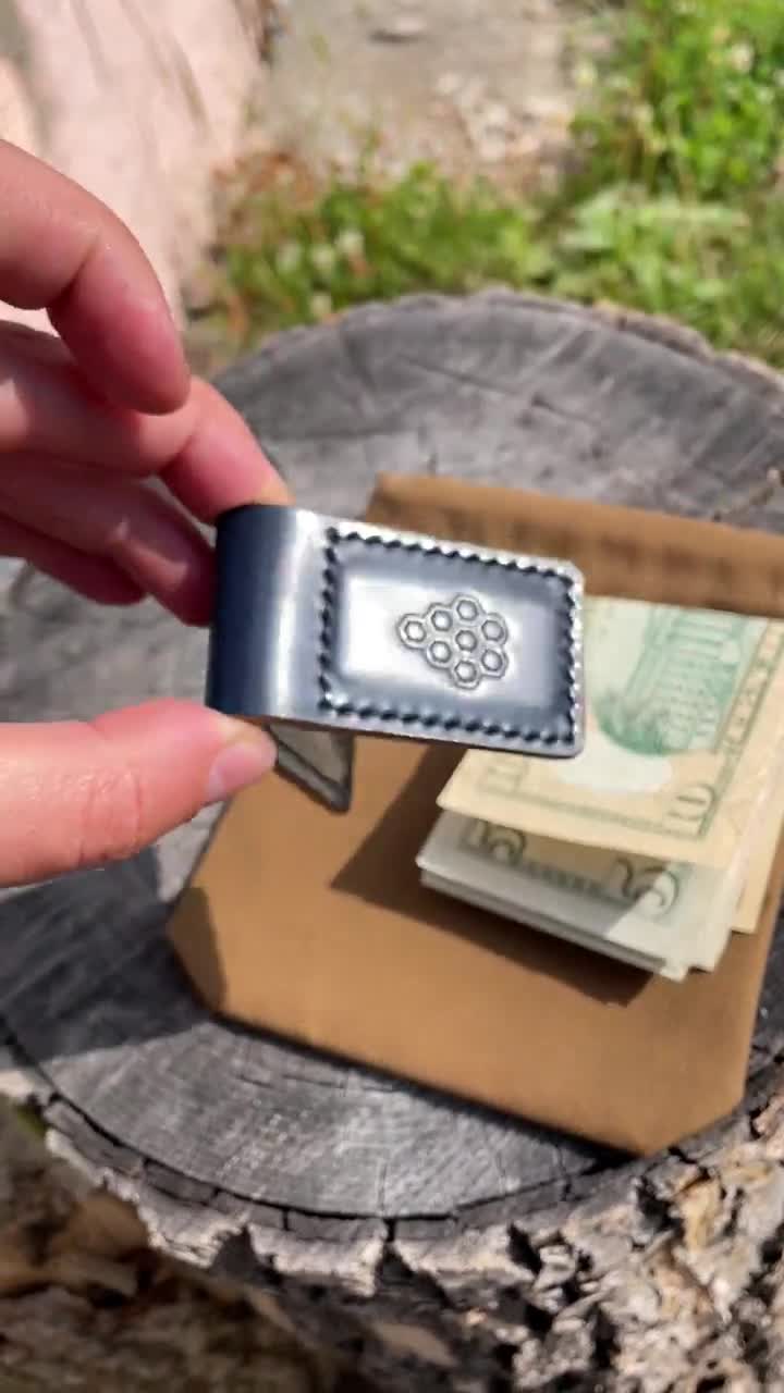 Handmade Epi money clip, Premium Navy Blue leather money clip