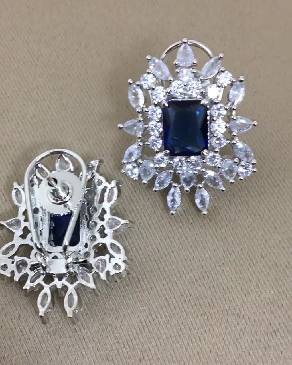 Sapphire Choker Blue Diamond Pearl Necklace PREMIUM India