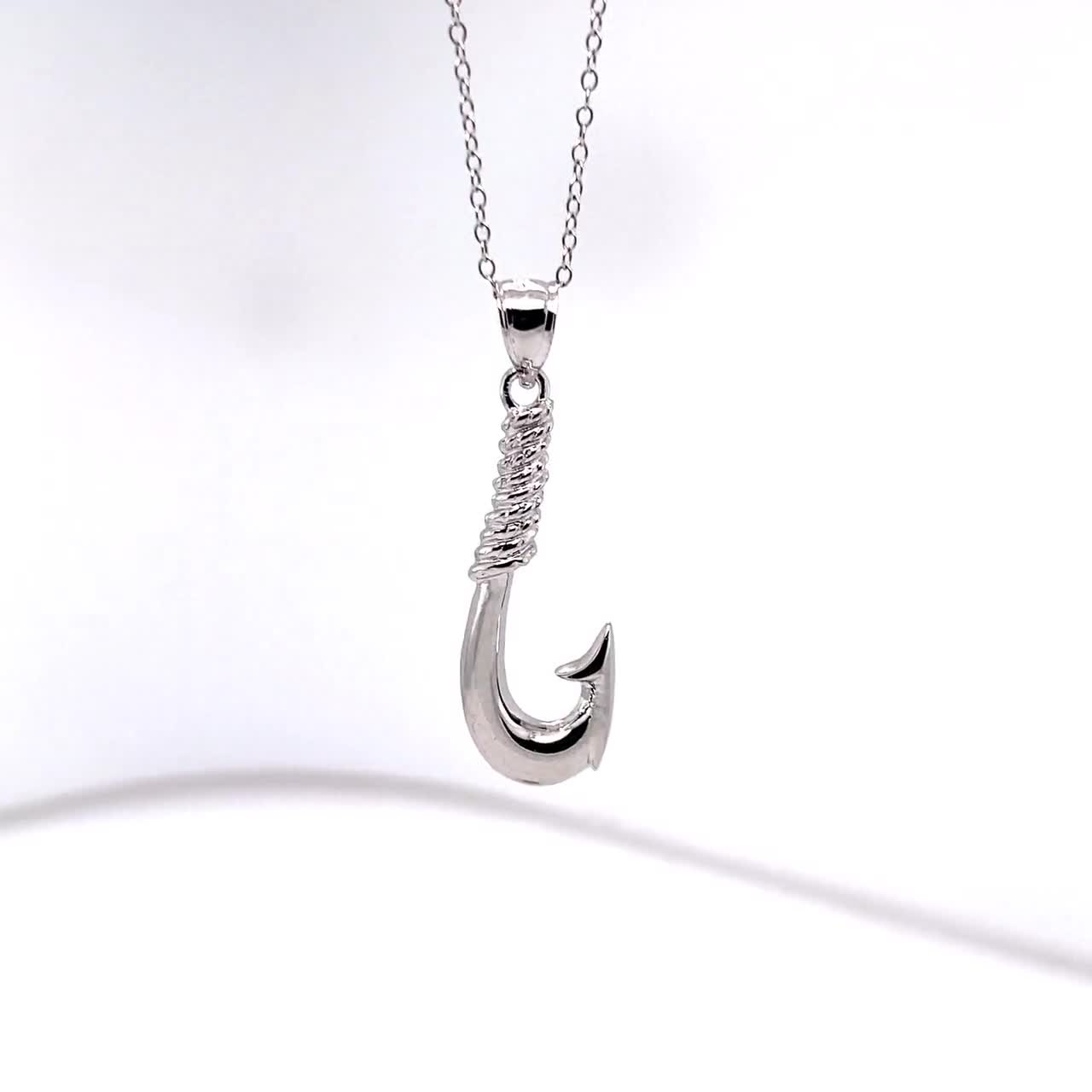 Silver Fish Hook Pendant Necklace 925 Sterling Silver Silver Adjustable  Necklace 16 18 Fish Hook Necklace Hook Pendant -  Norway