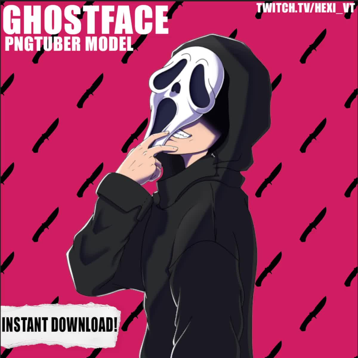 Ghostface Pngtuber Model for Twitch Streaming (Instant Download) 