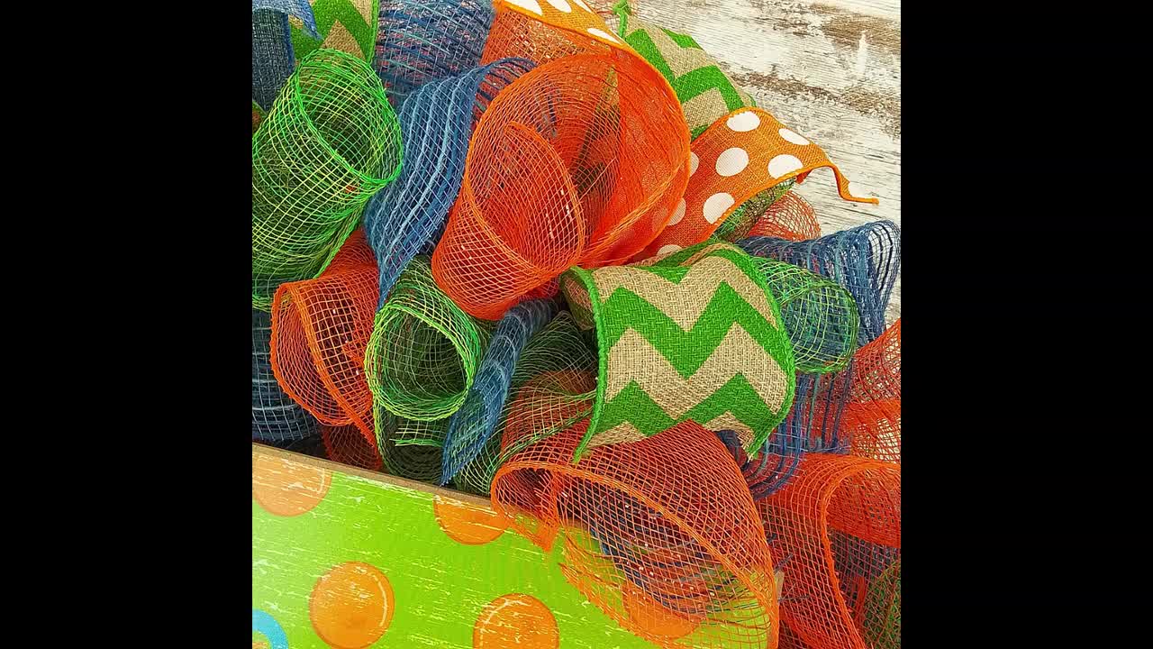  Monogram Mesh Wreath : Black Orange Lime Green Teal Burlap -  Everyday Initial Gift to Decorate All Year Long : Handmade Products