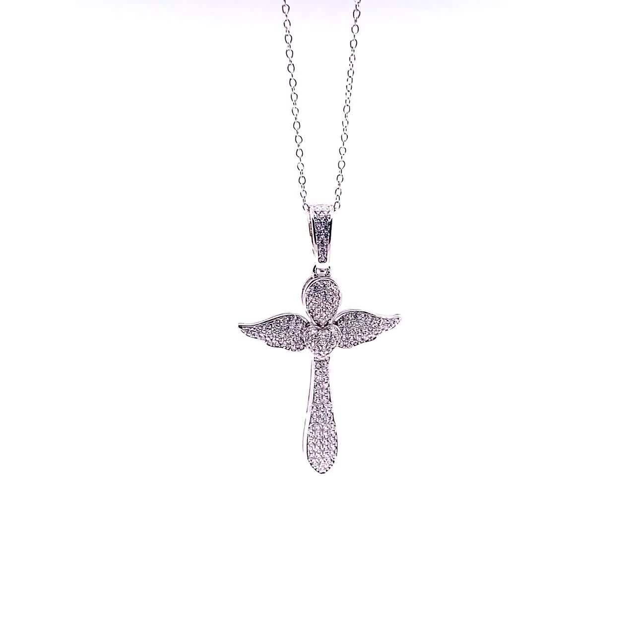 Cross with Fleuree and Cubic Zirconia Stones Sterling Silver, Pendant Only Cross with Fleuree and Cubic Zirconia Stones Sterling Silver, Pendant Only