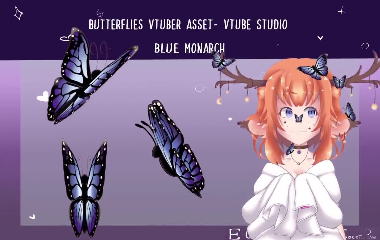 Butterflies - Blue Monarch - Vtube Studio - Streamer Asset - Vtuber  Animated Asset