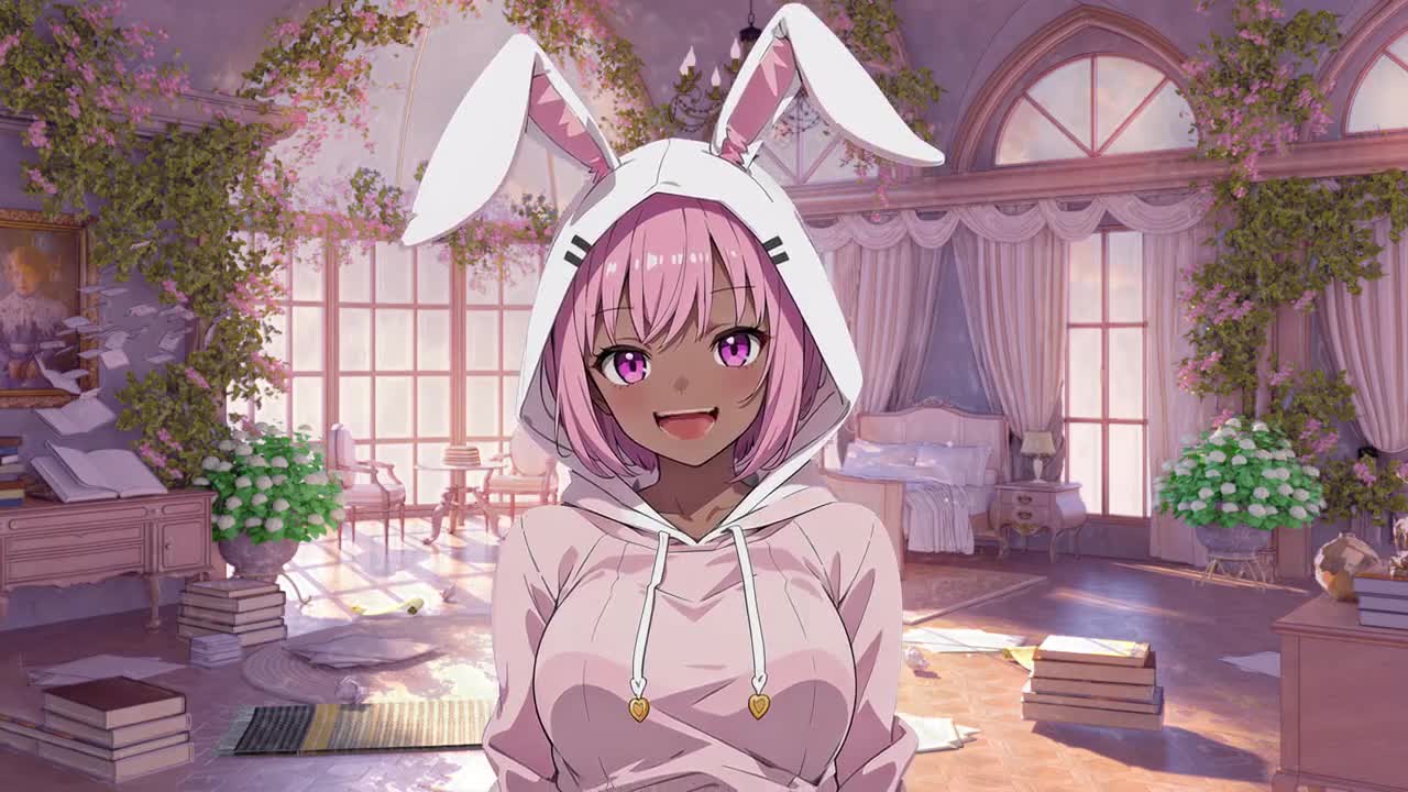 BLACK BUNNY Girl PNGTUBER, Female Model with Dark Skin for Vtubers &  Streamers , Pink Pngtuber