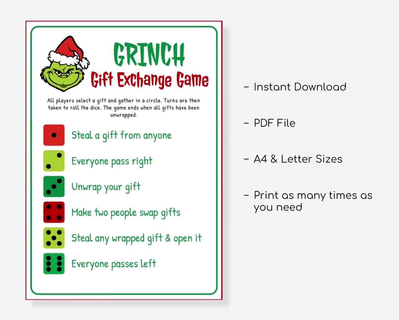 christmas-gift-exchange-dice-game-gift-swap-game-printable-christmas-game-christmas-party-game-etsy for Free Printable Gift Exchange Game Christmas Gift Exchange Dice Game | Gift Swap Game | Printable Christmas Game | Christmas Party Game - Etsy for Free Printable Gift Exchange Game