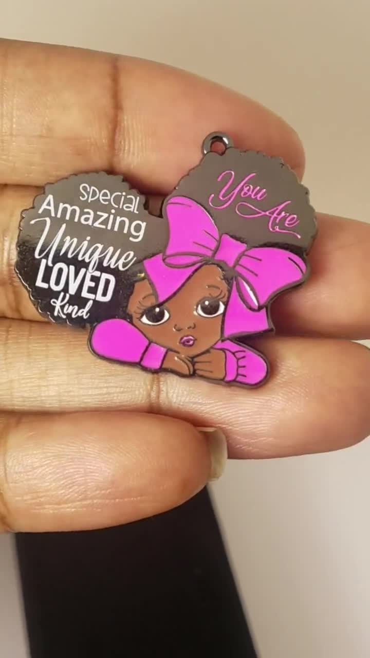 Little Black Girl Charm, You Are, Princess Charm, Black Girl Charm, Enamel  Charm, Alloy Charm, Charms for Jewelry Making, Pendants, 38x31mm 