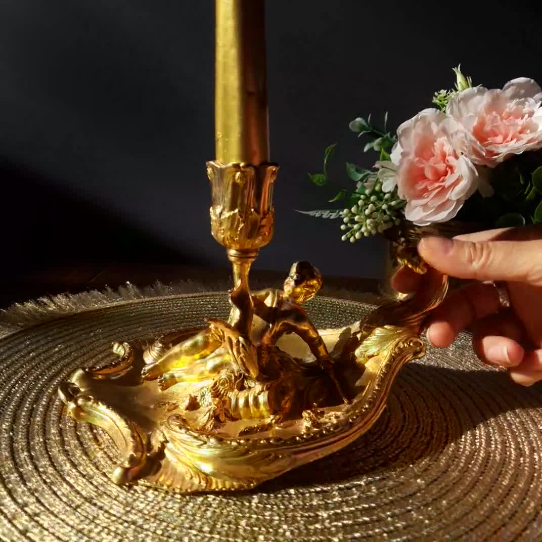 Jarrón de cerámica chapado en oro con forma de Granada, flores