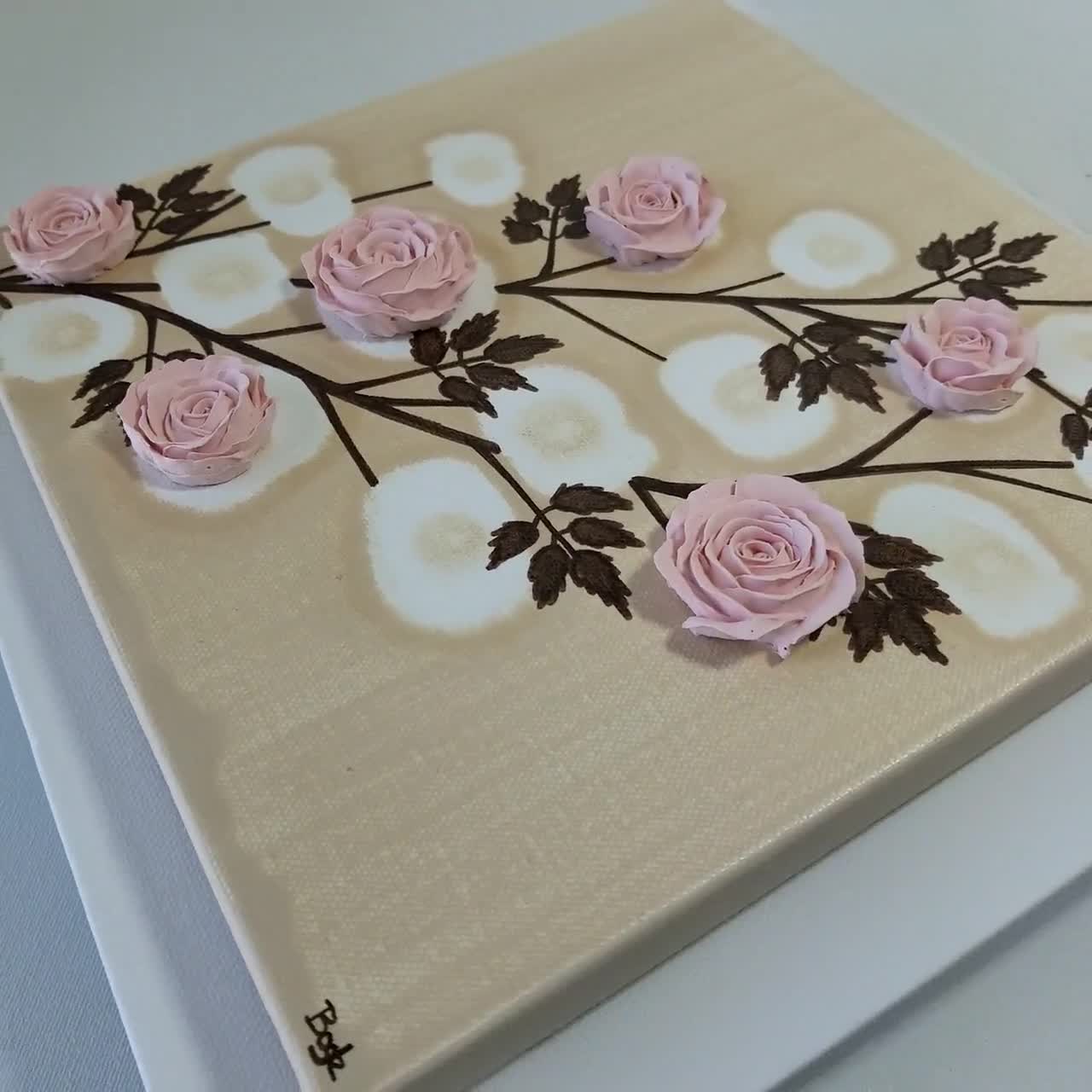 Sculpted Rose Canvas Art in Custom Colors to Match Nursery, Small