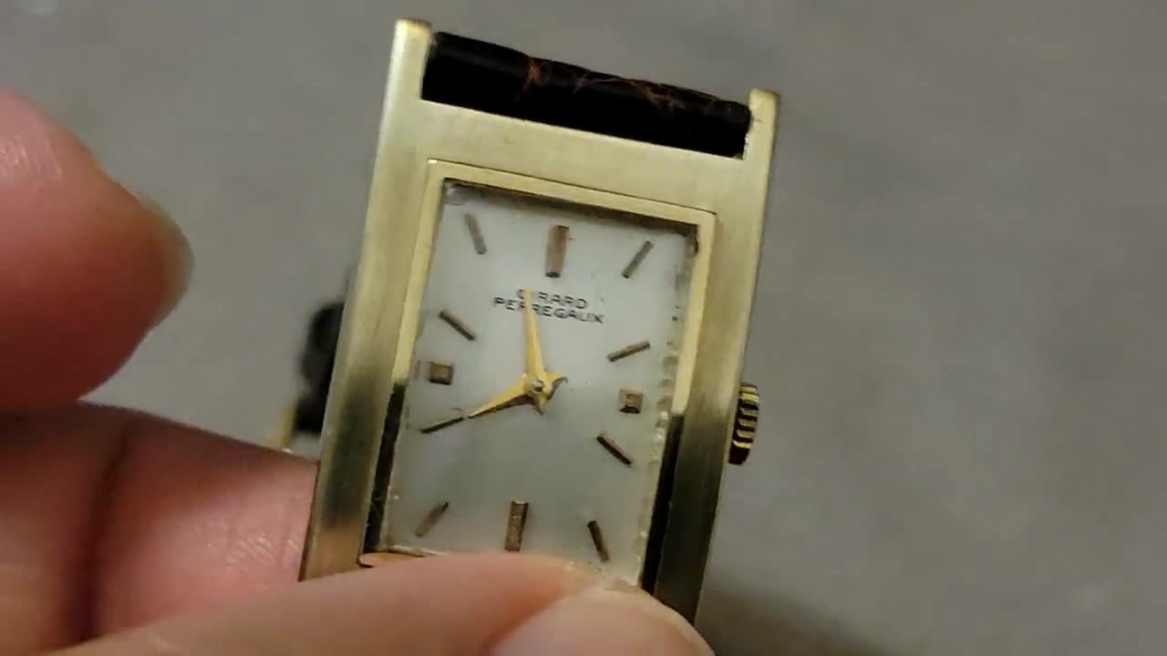 Rare Vintage Girard Perregaux 14K Gold Rectangular Manual Wind Men s Watch