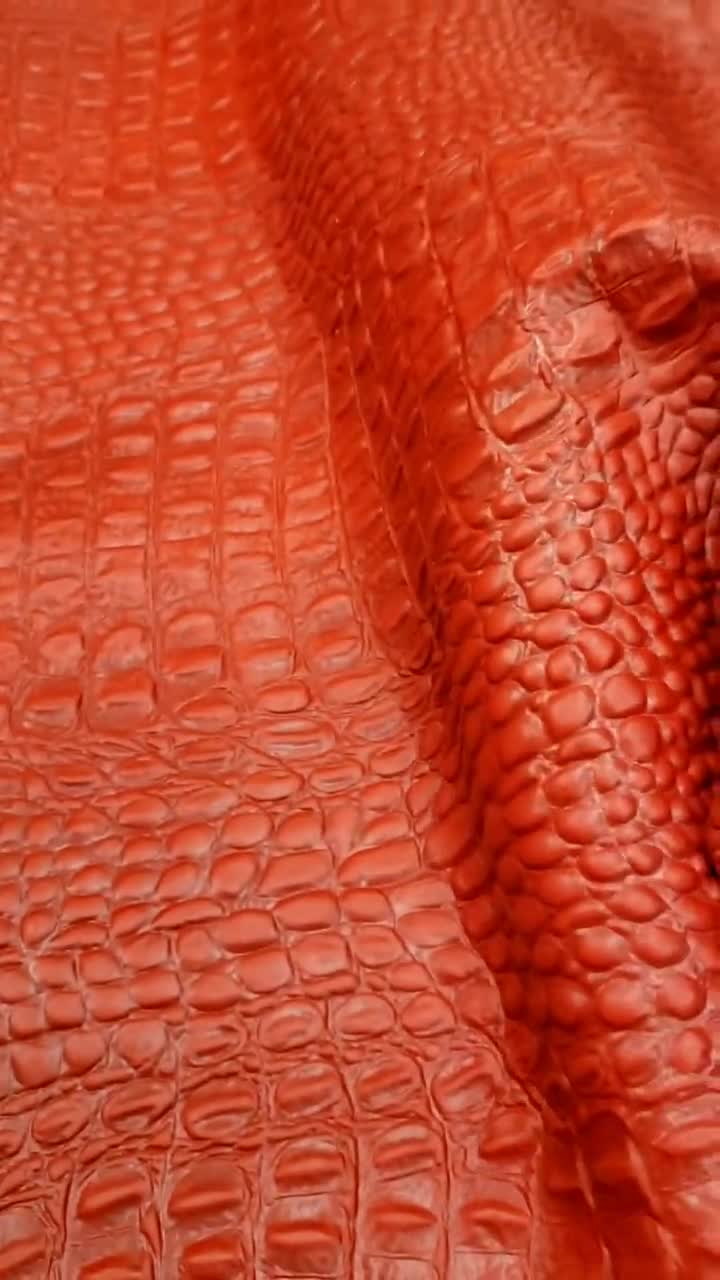 ALLiGATOR 3, 4, 5 or 6 sq ft RED with DARK RED Crocodile Embossed Cowhide  Leather 3.75-4 oz/ 1.5 - 1.6 mm PeggySueAlso E2860-16 hides too