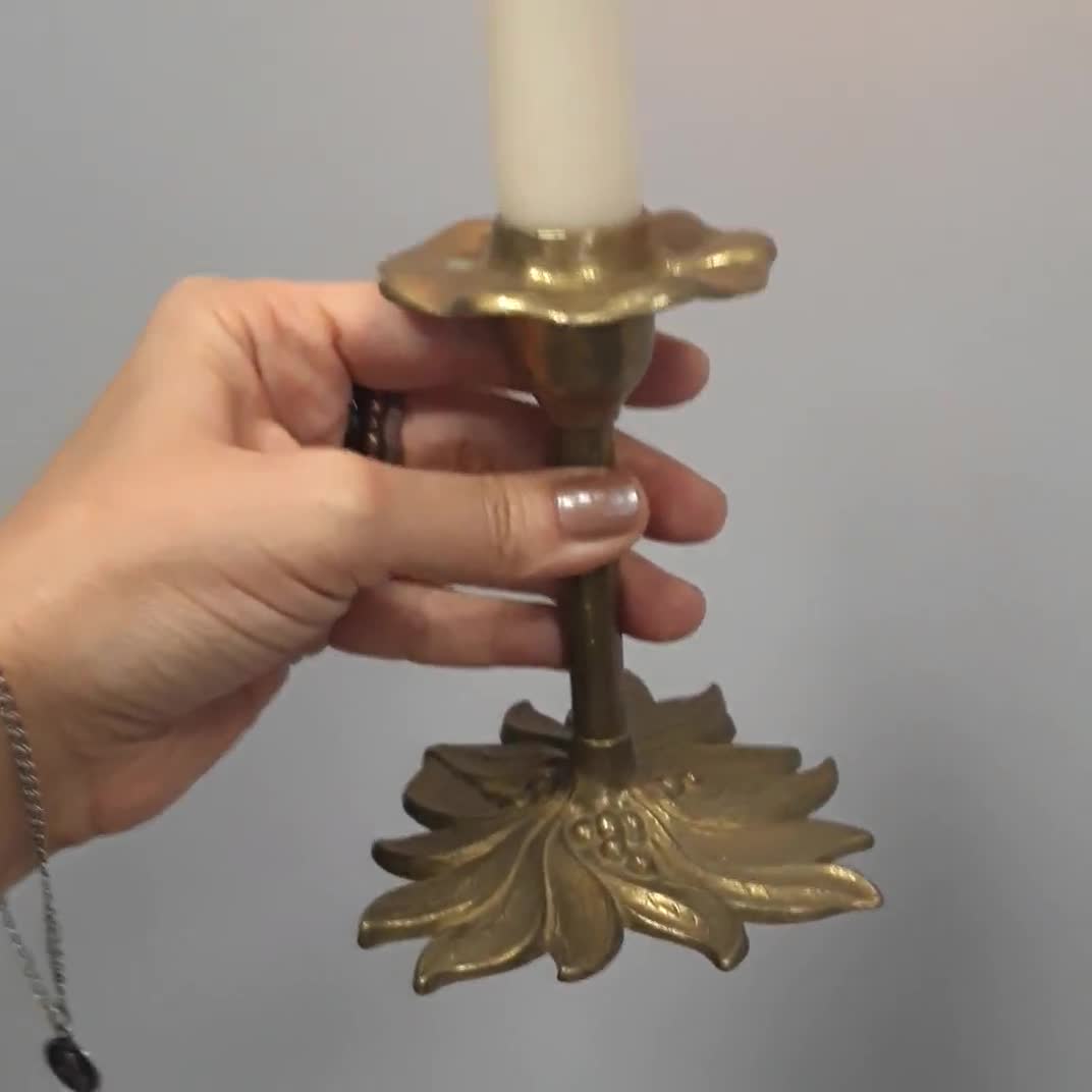 Gilded Brass Floral Candlestick, Mid Century German Candle Holder, Leaf  Style Elegant Candlestick. Gilde Handwerk Massive Mesing Candlestick -   Canada