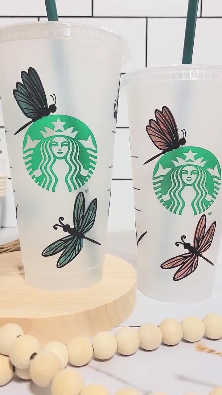 Dragonfly Starbucks Cup, Dragonflies Reusable Venti Cold Custom Tumbler  With Lid, Holographic Iced Coffee Cup - Yahoo Shopping