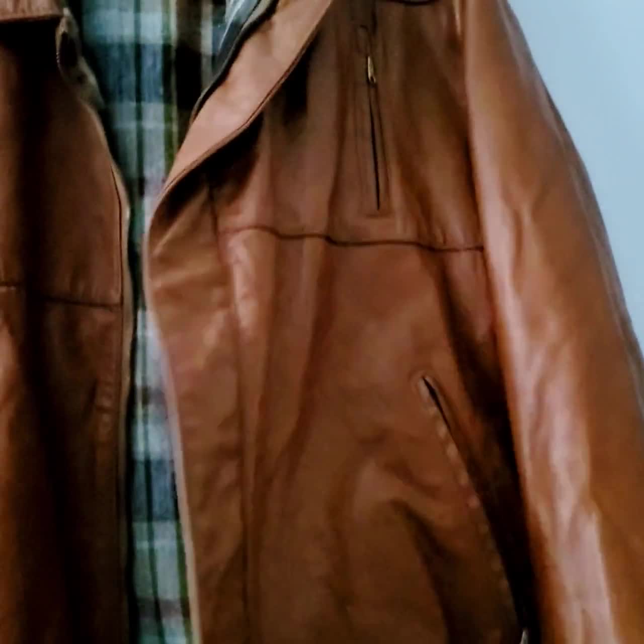Vintage Sears the Leather Shop Tan Bomber Jacket. Men's