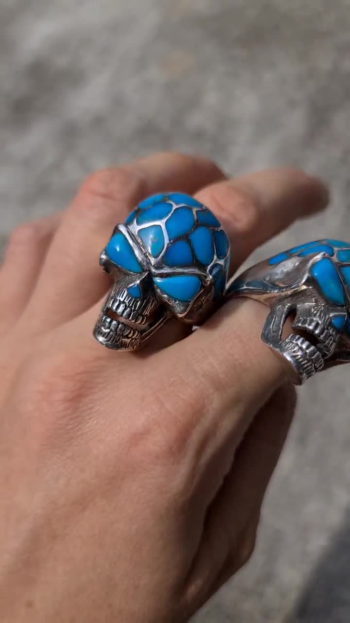 silver925×turquoise×coral skullring silver925×turquoise×coral skullring