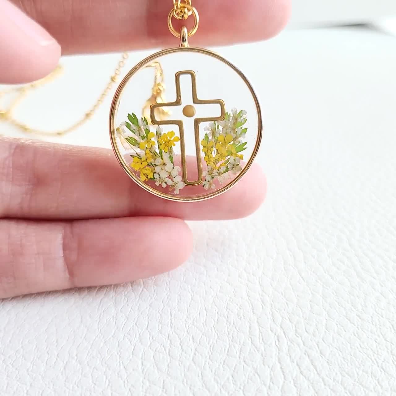 Creativà Collana di semi di senape Collana di fede con catena in