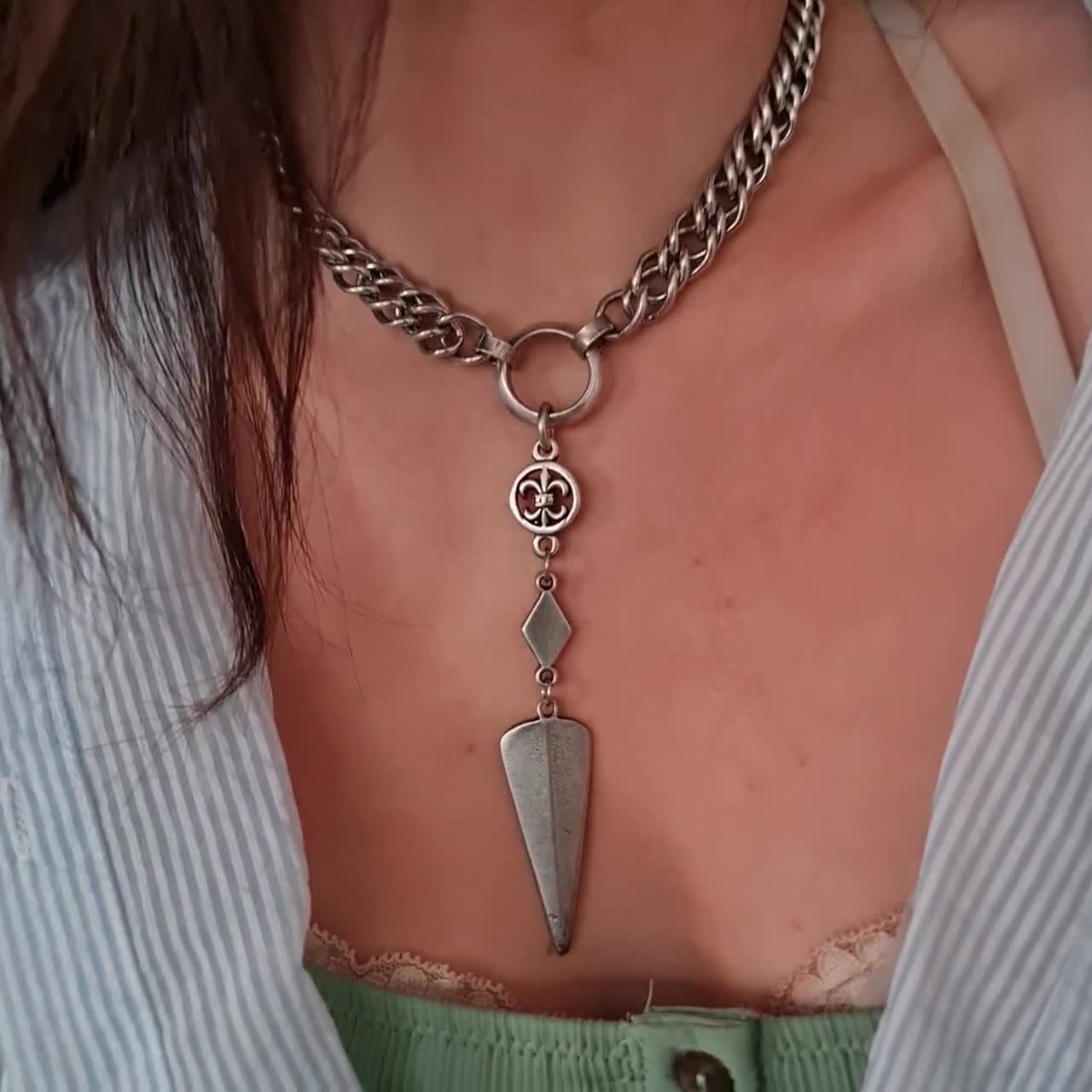 Collana Collare Punk Rock Statement Donna Gioielli Moda